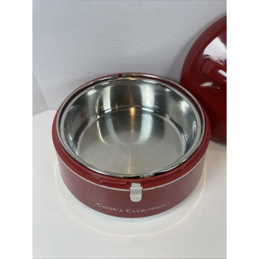 Cook's Essentials Thermal Food Carrier Red Insulated Round Server Potluck